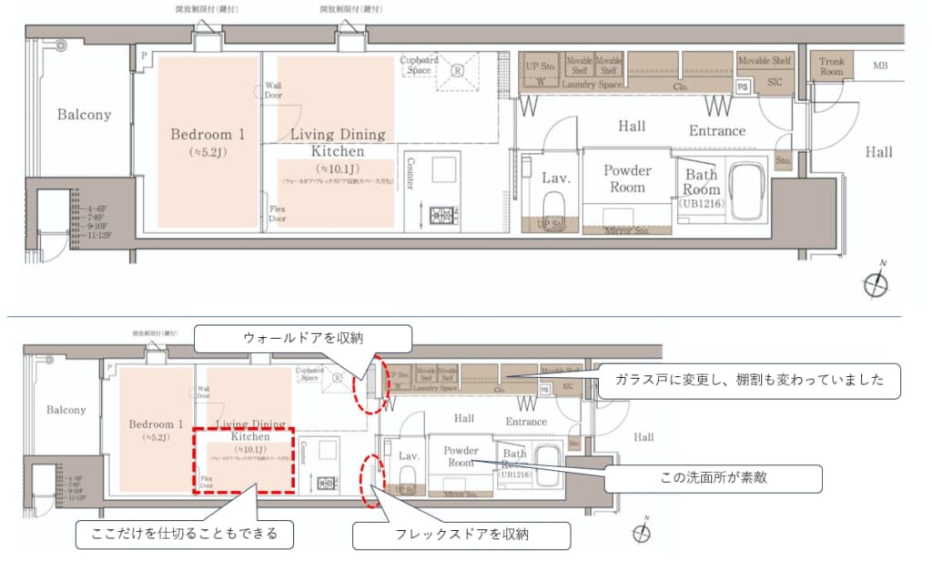 プラウド神田のA2タイプの間取図（スムラボ）住井はな